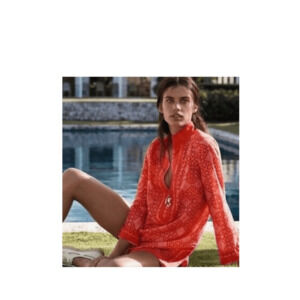 NWOT Tori Burch Honeysuckle Cotton Resortwear Printed Red Pink Tunic